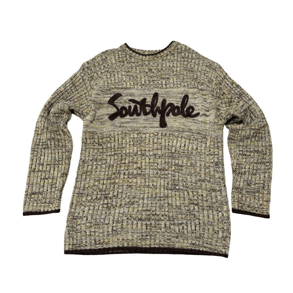Vintage Southpole Men's Knit Sweater Embroidered Logo Size Medium 22 x 31